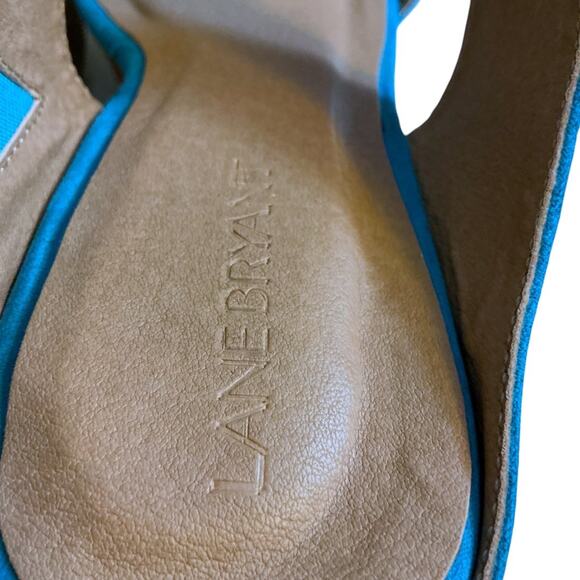 LANE BRYANT Sz 11WTurquoise Suede Sandal Wedge Shoe Hawthorn Cork Double Straps - Picture 6 of 10